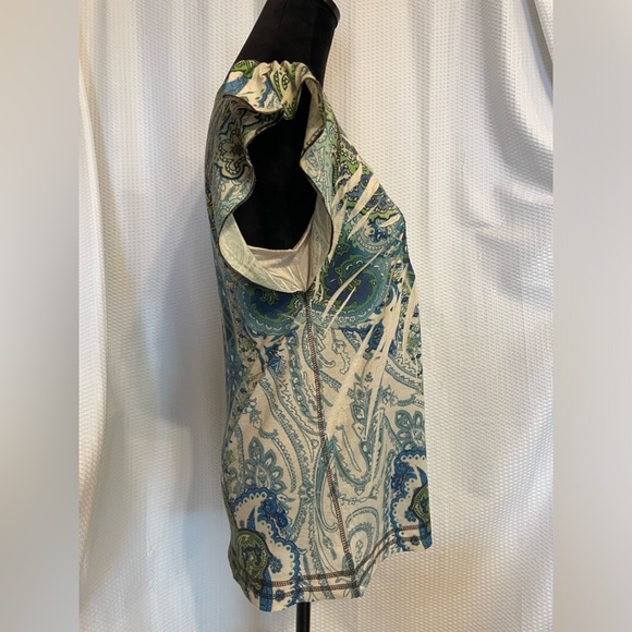 One World Large Paisley Print Butterfly Sleeve Blouse Size Small - Picture 5 of 9
